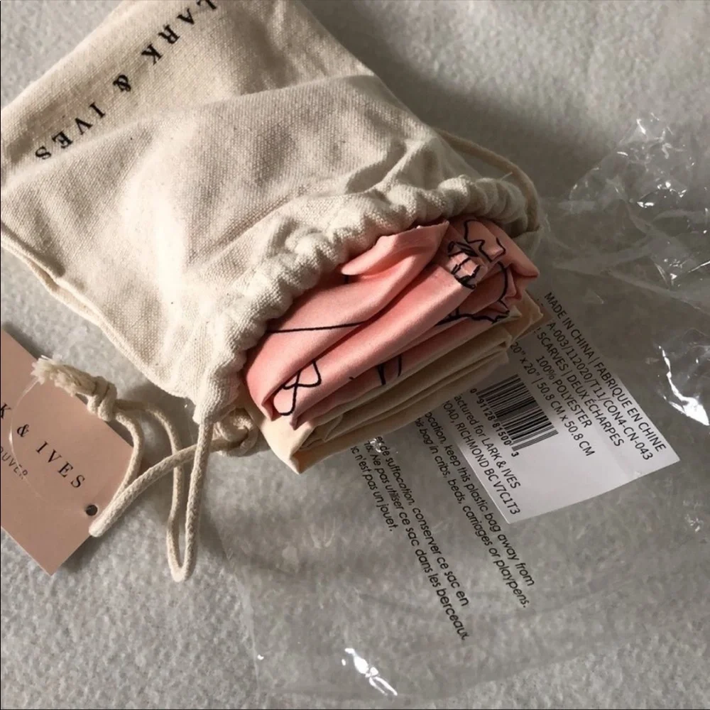 NWT ❤️ Lark & Ives - Ivory & Blush Pink Hair Scarves (Set of 2) - 20